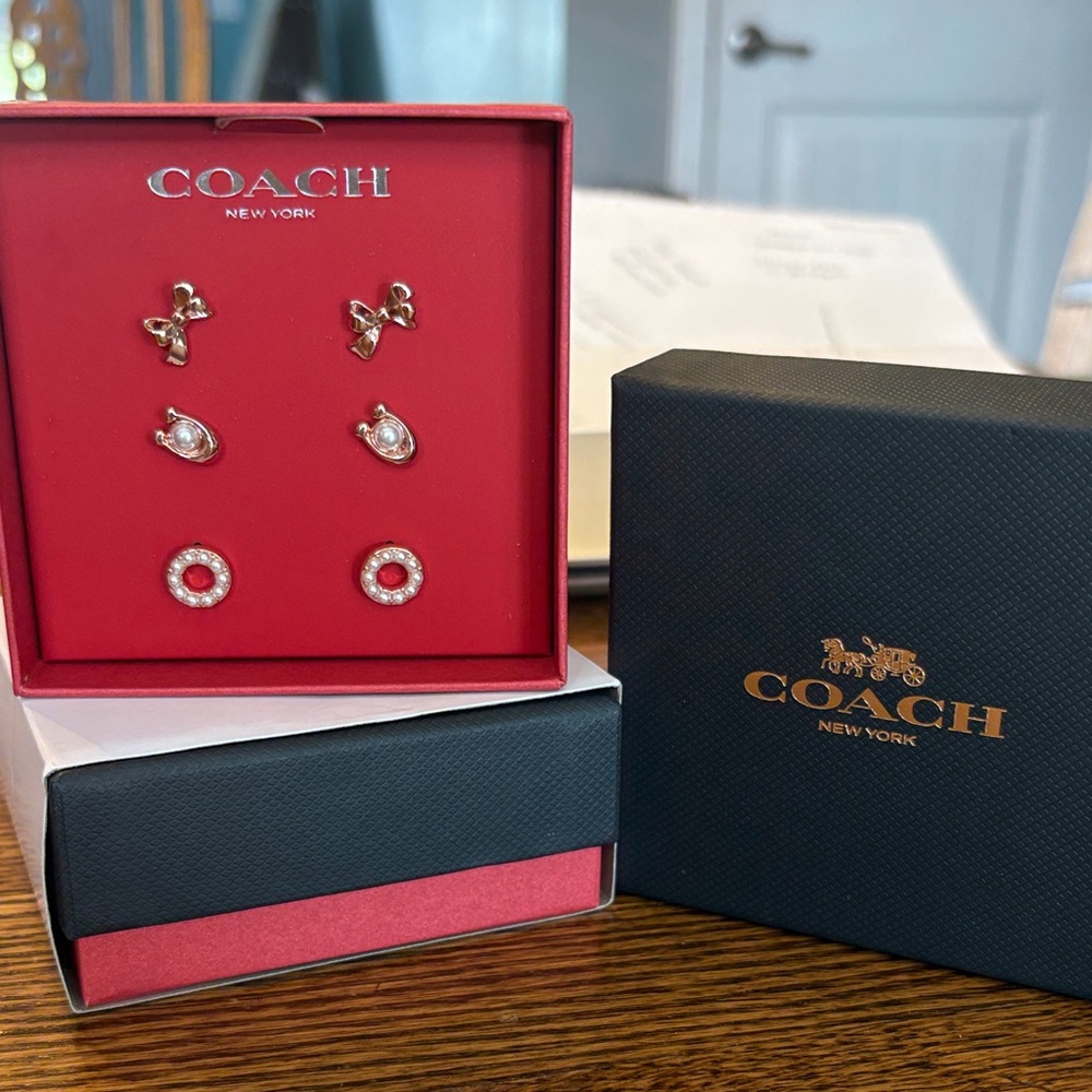 Coach Gold-Tone Stud Earring Set